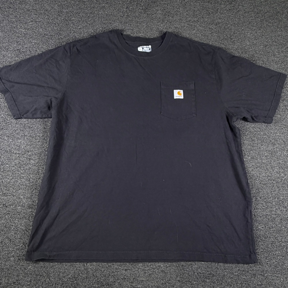Carhartt T-Shirt Mens 2XL Loose Fit K87 BLK Black Pocket Logo EUC